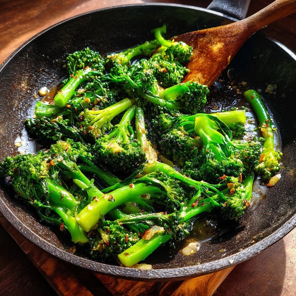 Brokkoli Pfanne Mit Knoblauch Öl