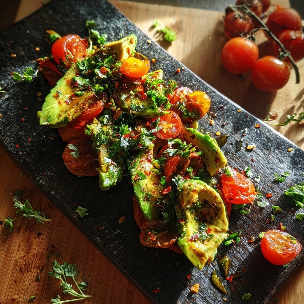 Salat Zum Grillen Mit Avocado Und Tomaten