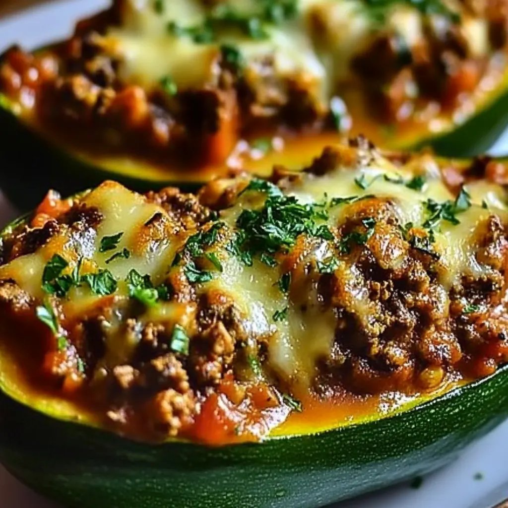 Zucchini gefüllt mit Hackfleisch