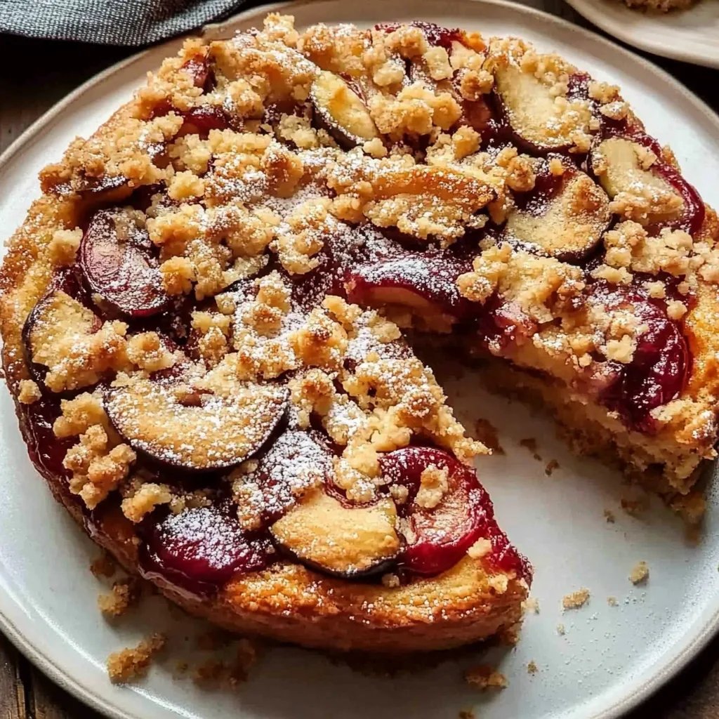 Zwetschgenkuchen mit Rührteig und Streuseln