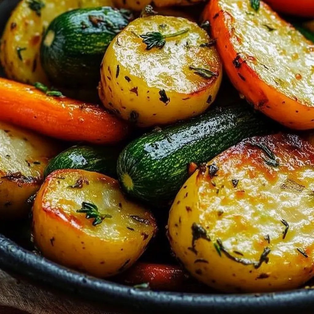 Gemüsepfanne mit Kartoffeln, Karotten & Zucchini